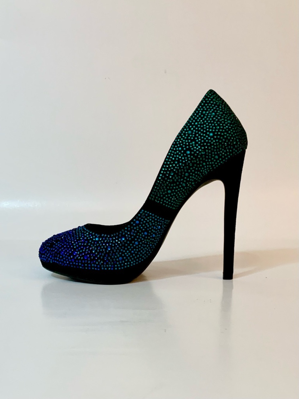 Kate Preston Teal & Blue Crystal High Heel Pumps - Picture 3 of 11